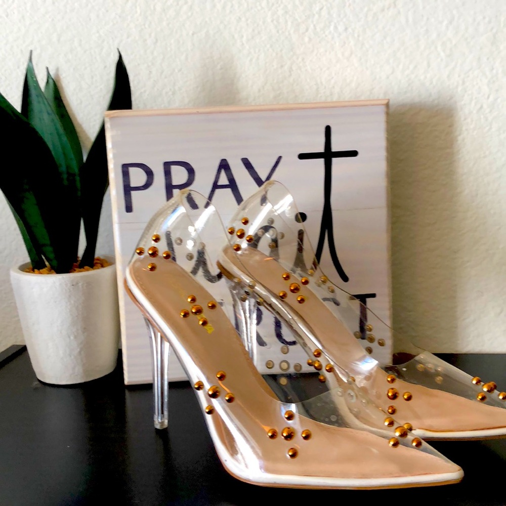 Fashion Nova Clear Studded Pumps